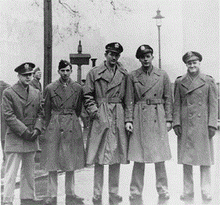 Frank Halm (center) with members of his flight crew in London.